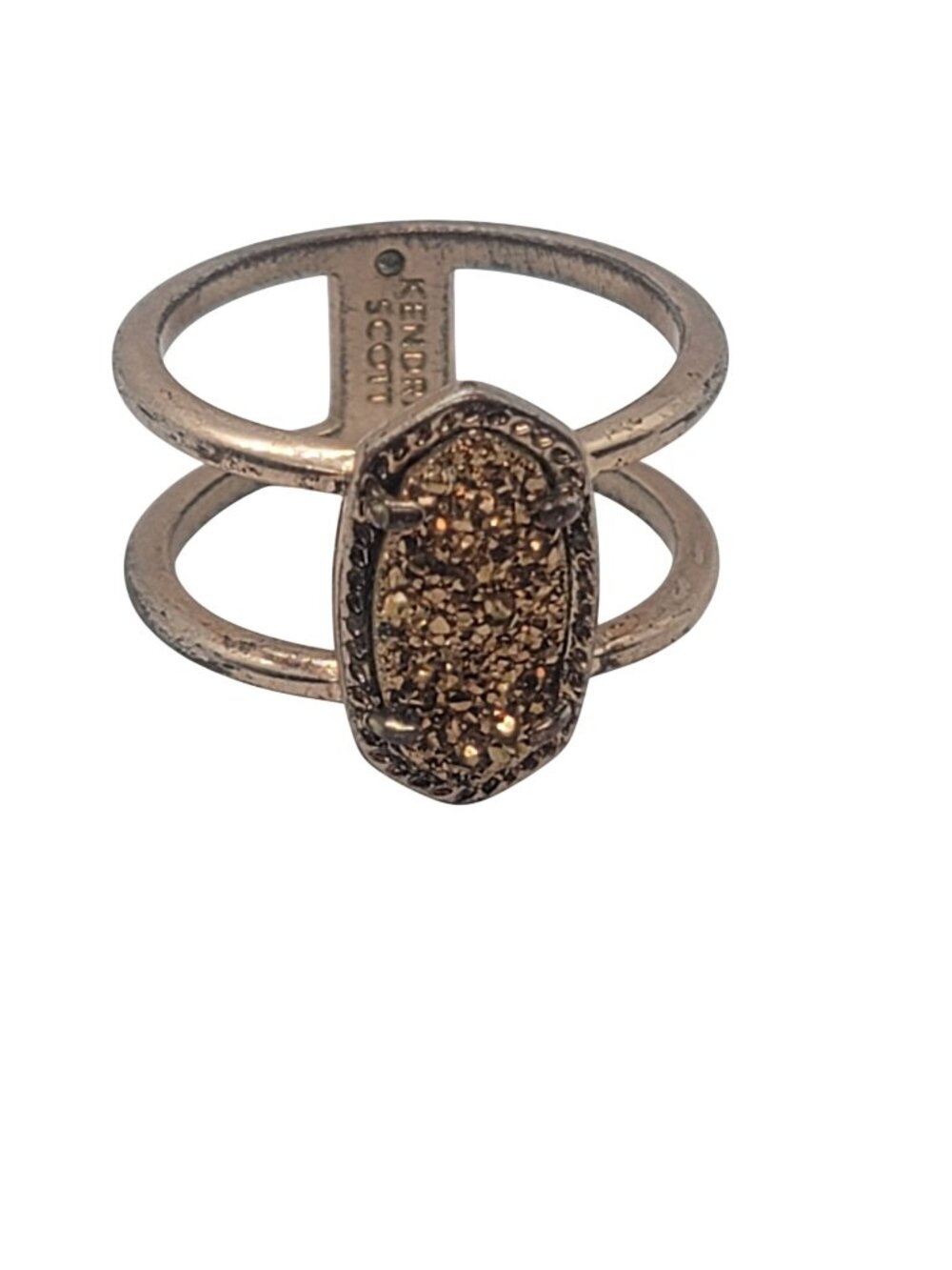 Kendra Scott Rose Gold-Tone Double-Band Oval Druzy Ring 14K over Brass